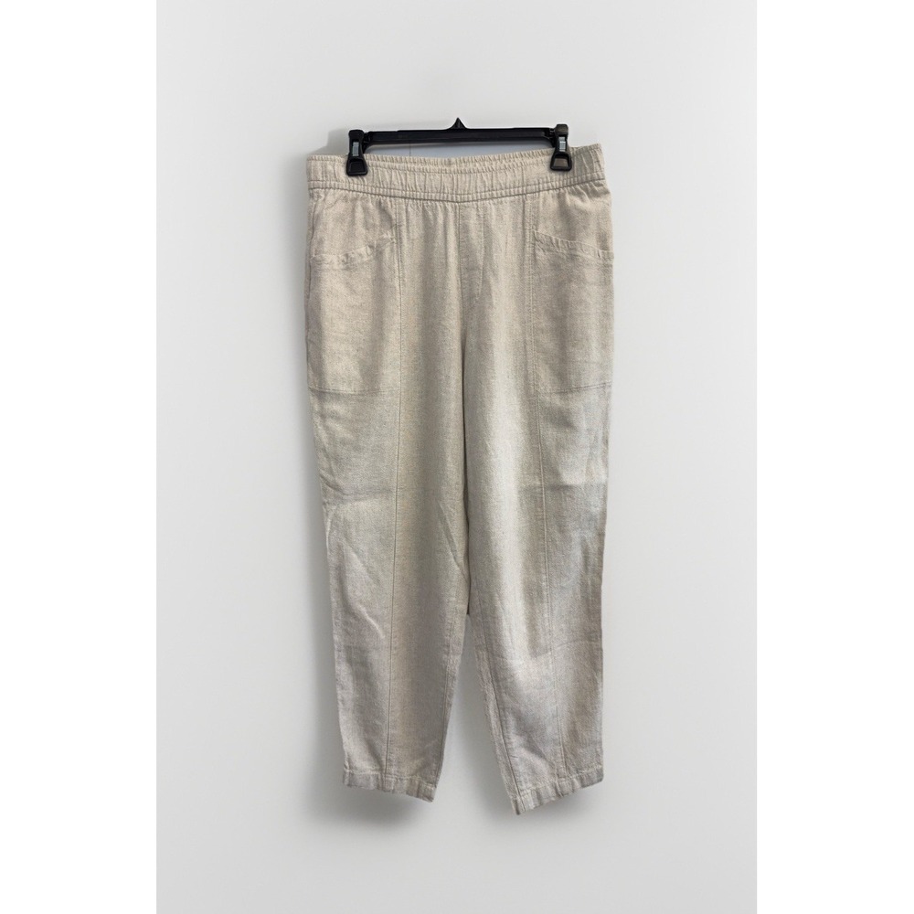 Old Navy Womens Size M Beige High Rise Straight Tapered Leg Linen Ankle Pants
